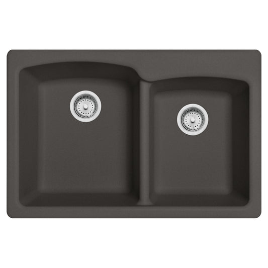 FRANKE EOSL33229-1 Ellipse 33.0-in. x 22.0-in. Granite Dual Mount Double Bowl Kitchen Sink in Slate Grey