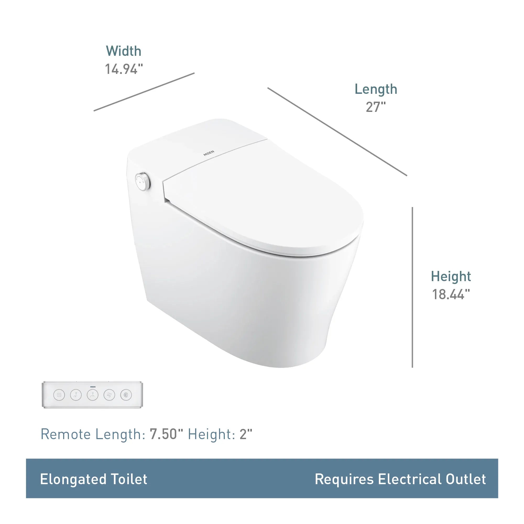 MOEN ET1300 3-Series Electronic Cleansing Toilet - White
