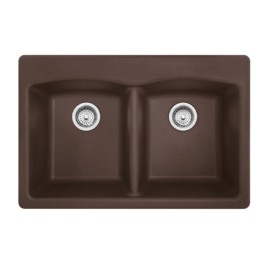 FRANKE EDDB33229-1 Ellipse 33.0-in. x 22.0-in. Mocha Granite Dual Mount Double Bowl Kitchen Sink - EDDB33229-1 In Mocha