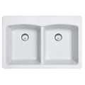 FRANKE EDPW33229-1 Ellipse 33.0-in. x 22.0-in. Polar White Granite Dual Mount Double Bowl Kitchen Sink - EDPW33229-1 In Polar White