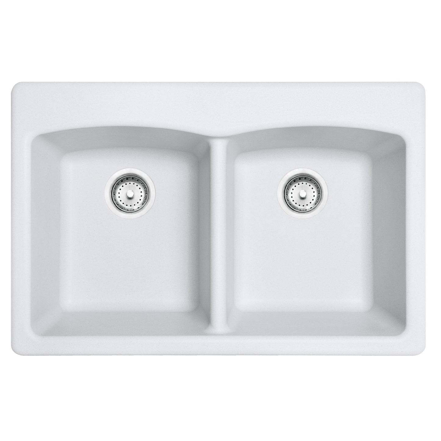 FRANKE EDPW33229-1 Ellipse 33.0-in. x 22.0-in. Polar White Granite Dual Mount Double Bowl Kitchen Sink - EDPW33229-1 In Polar White