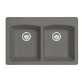 FRANKE EDSG33229-1 Ellipse 33.0-in. x 22.0-in. Stone Grey Granite Dual Mount Double Bowl Kitchen Sink - EDSG33229-1 In Stone Grey
