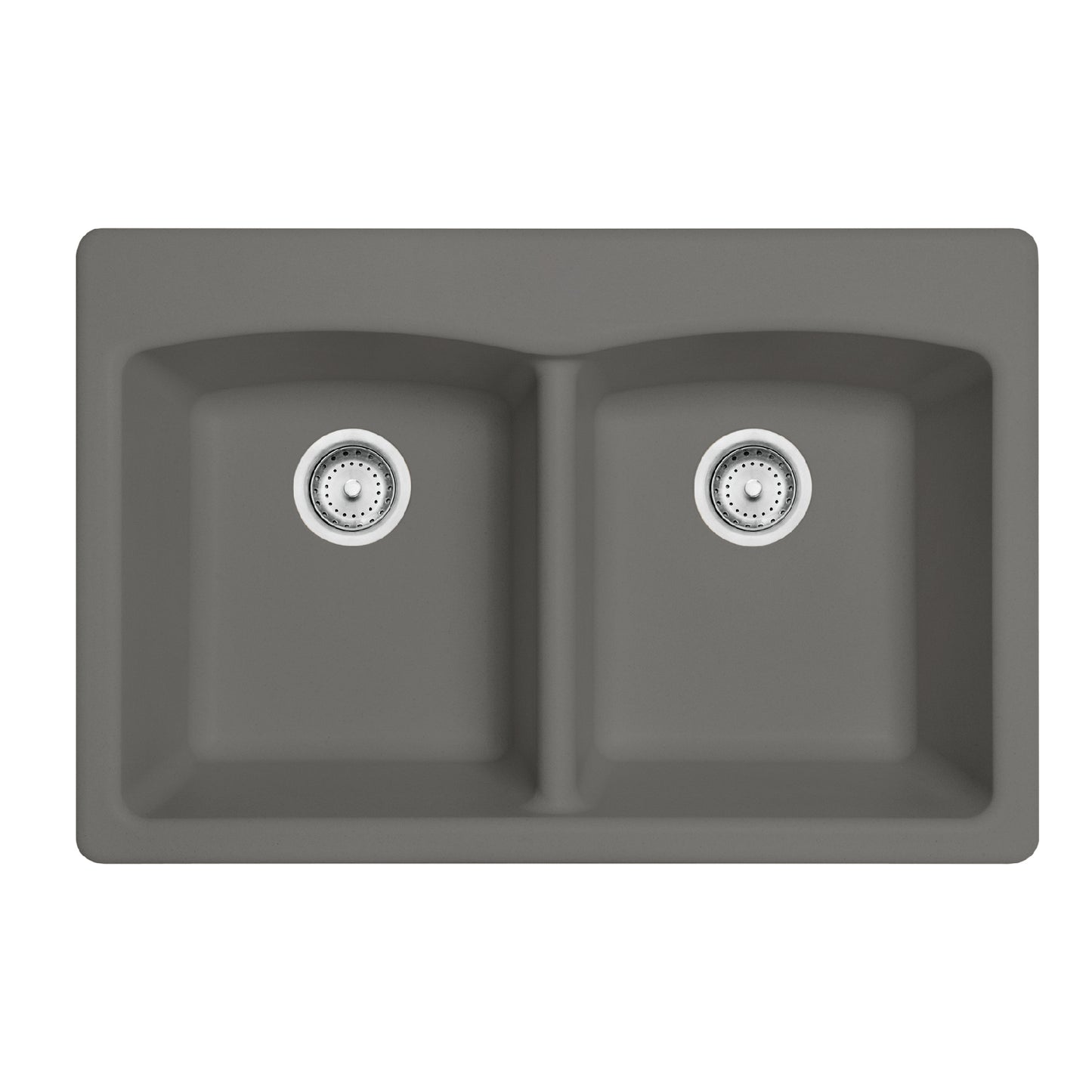 FRANKE EDSG33229-1 Ellipse 33.0-in. x 22.0-in. Stone Grey Granite Dual Mount Double Bowl Kitchen Sink - EDSG33229-1 In Stone Grey