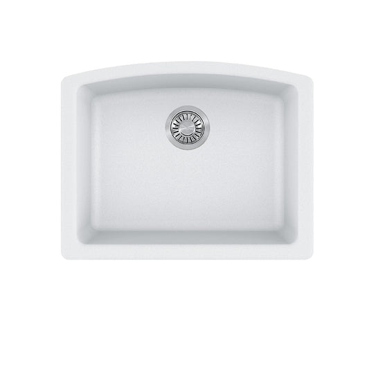 FRANKE ELG11022PWT Ellipse 25.0-in. x 19.6-in. Polar White Granite Undermount Single Bowl Kitchen Sink - ELG11022PWT In Polar White