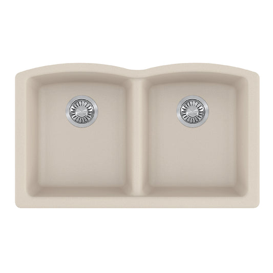 FRANKE ELG120CHA Ellipse 33.0-in. x 19.7-in. Champagne Granite Undermount Double Bowl Kitchen Sink - ELG120CHA In Champagne