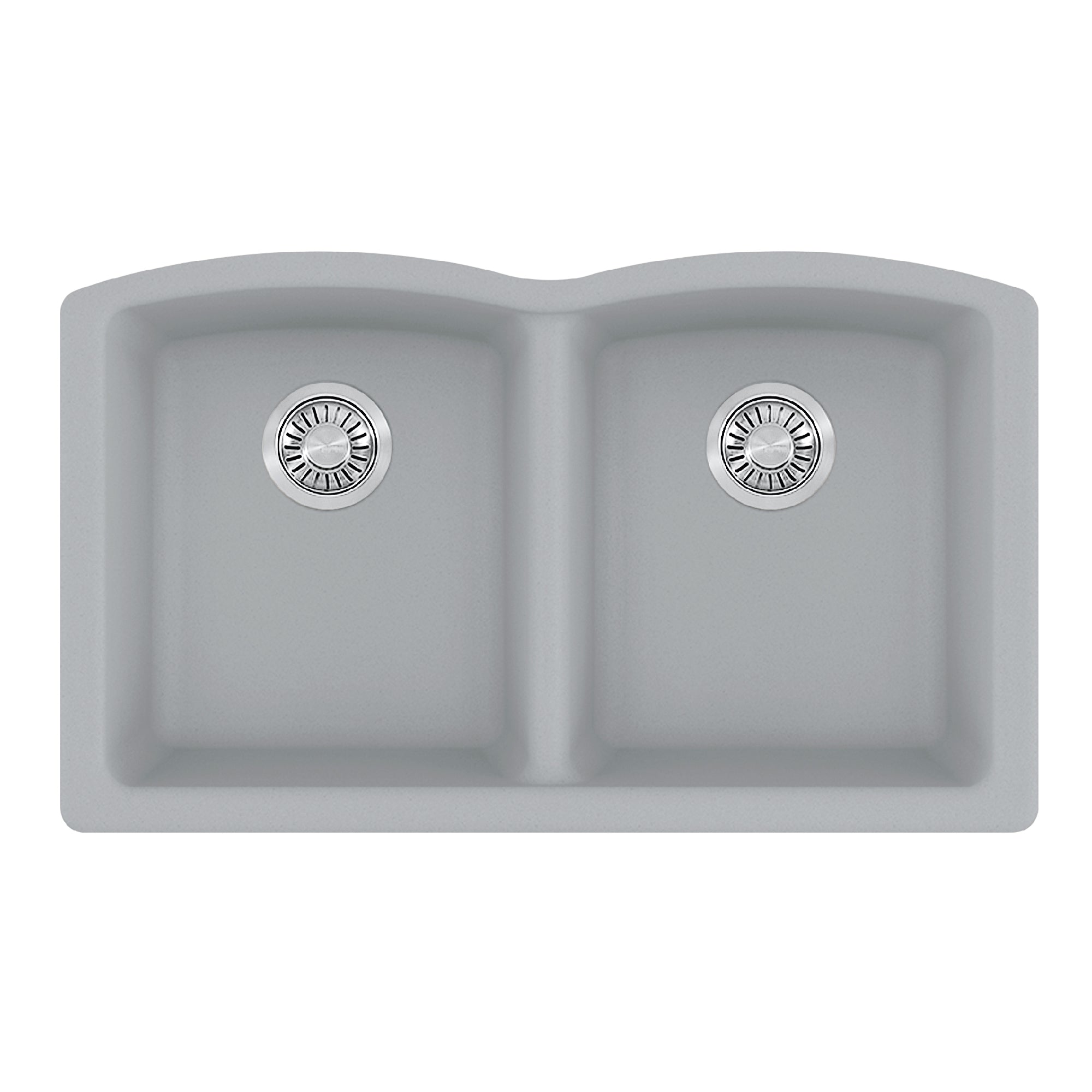FRANKE ELG120SHG Ellipse 33.0-in. x 19.7-in. Stone Grey Granite Undermount Double Bowl Kitchen Sink - ELG120OSHG In Stone Grey