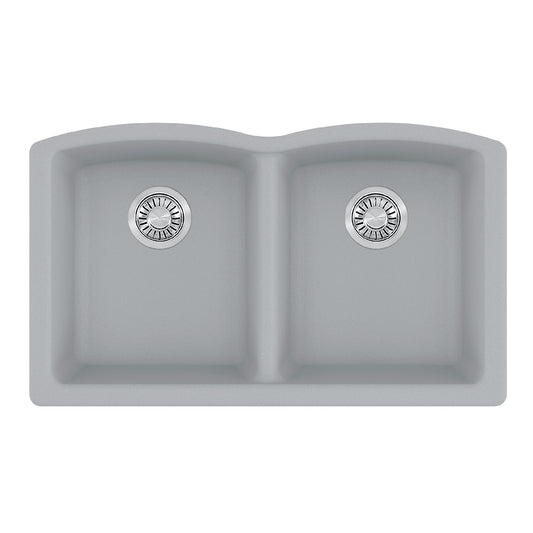 FRANKE ELG120SHG Ellipse 33.0-in. x 19.7-in. Stone Grey Granite Undermount Double Bowl Kitchen Sink - ELG120OSHG In Stone Grey