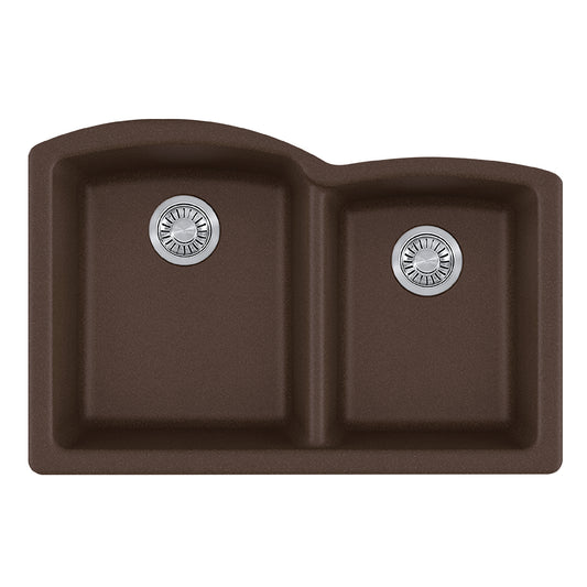 FRANKE ELG160MOC Ellipse 33.0-in. x 21.7-in. Mocha Granite Undermount Double Bowl Kitchen Sink - ELG160MOC In Mocha