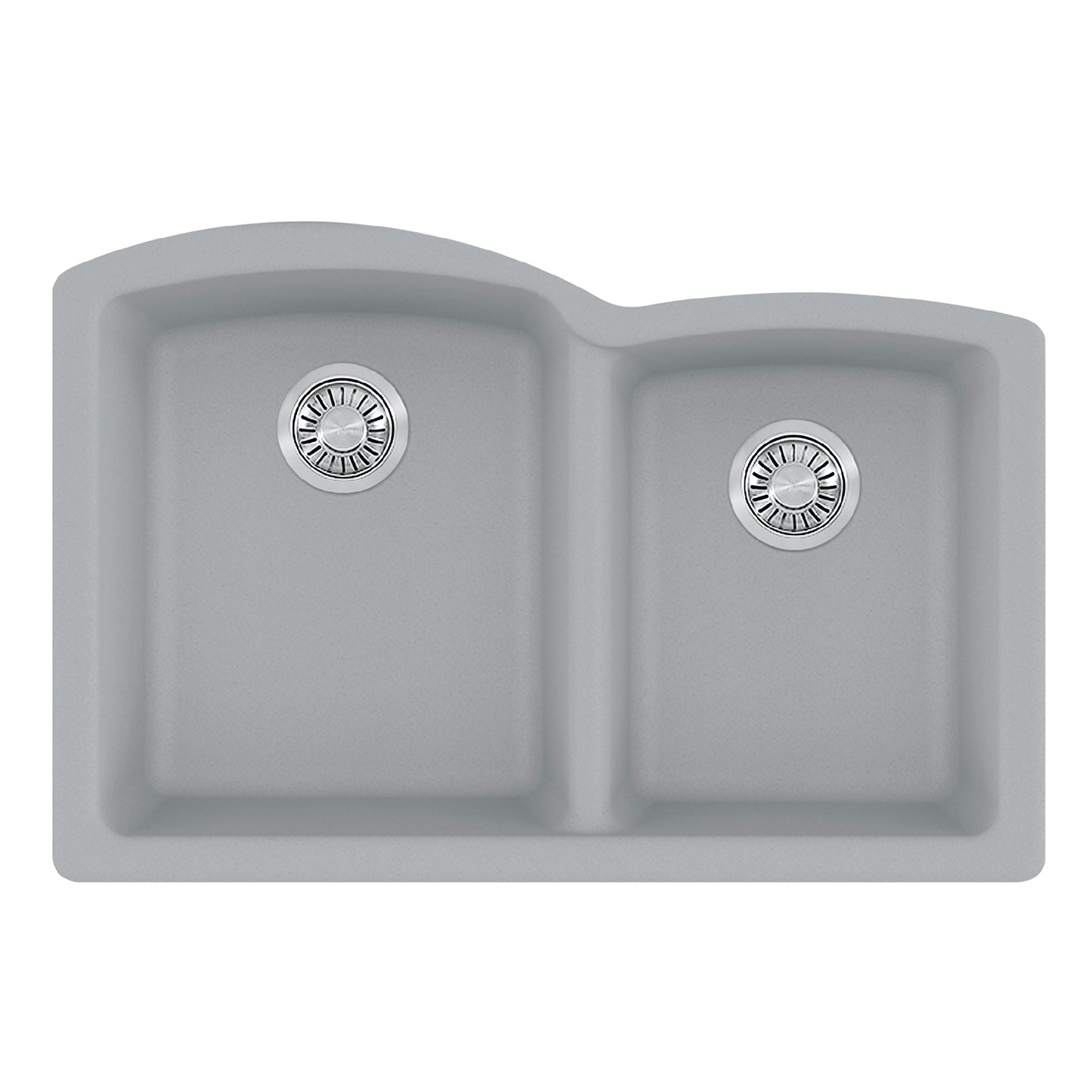 FRANKE ELG160SHG Ellipse 33.0-in. x 21.7-in. Stone Grey Granite Undermount Double Bowl Kitchen Sink - ELG160STO In Stone Grey