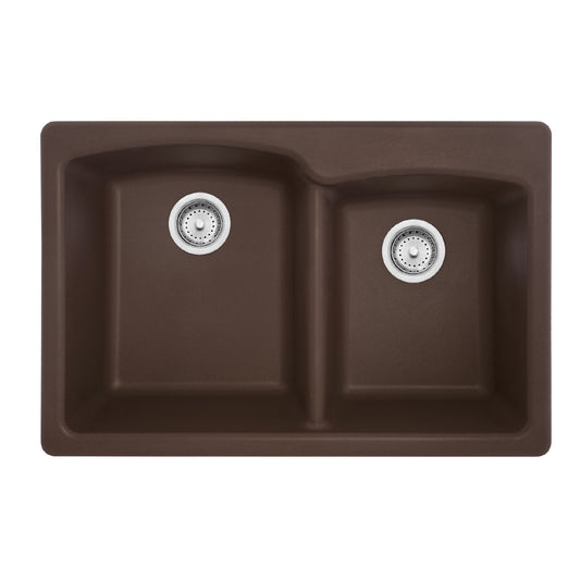 FRANKE EODB33229-1 Ellipse 33.0-in. x 22.0-in. Mocha Granite Dual Mount Double Bowl Kitchen Sink - EODB33229-1 In Mocha