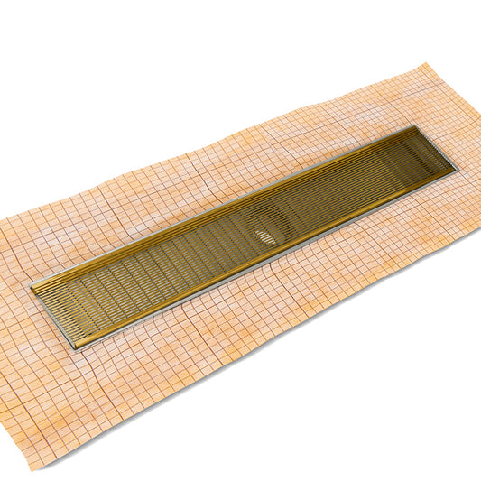 INFINITY DRAIN FCSAS 10032 PG FCSAS 100 32" FCS Series Complete Kit with 4" Wedge Wire Grate in Polished Gold