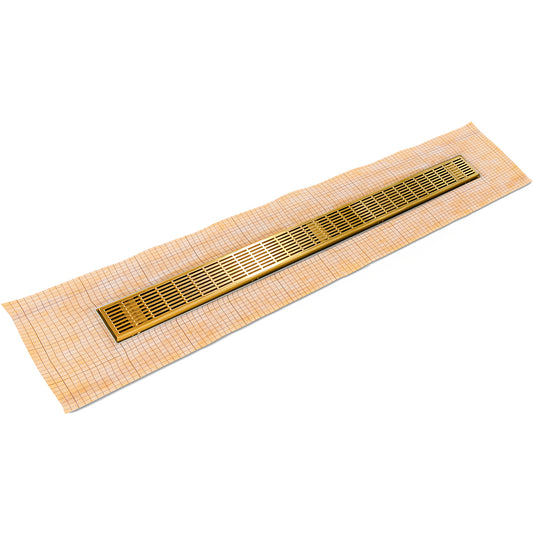 INFINITY DRAIN FCSIG 6560 PG FCSIG 65 60" FCS Series Complete Kit with 2 1/2" Perforated Slotted Grate in Polished Gold