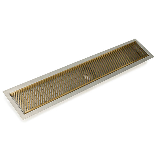 INFINITY DRAIN FFAS 10042 PB FFAS 100 42" FF Series Complete Kit with 4" Wedge Wire Grate in Polished Brass
