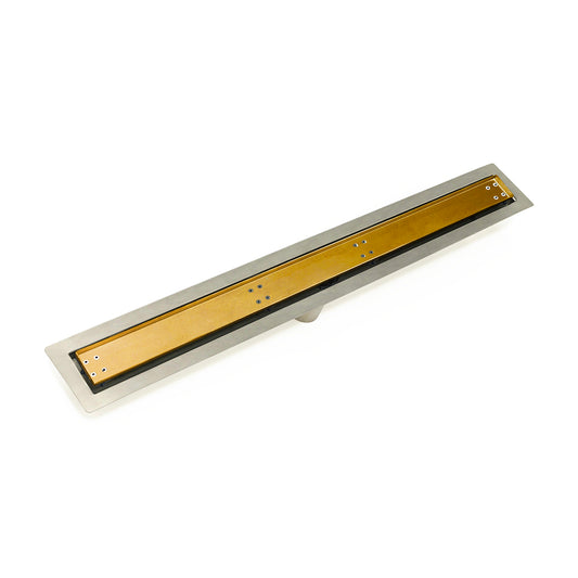 INFINITY DRAIN FFTIF 6542 PG FFTIF 65 42" FF Series Complete Kit with Tile Insert Frame in Polished Gold