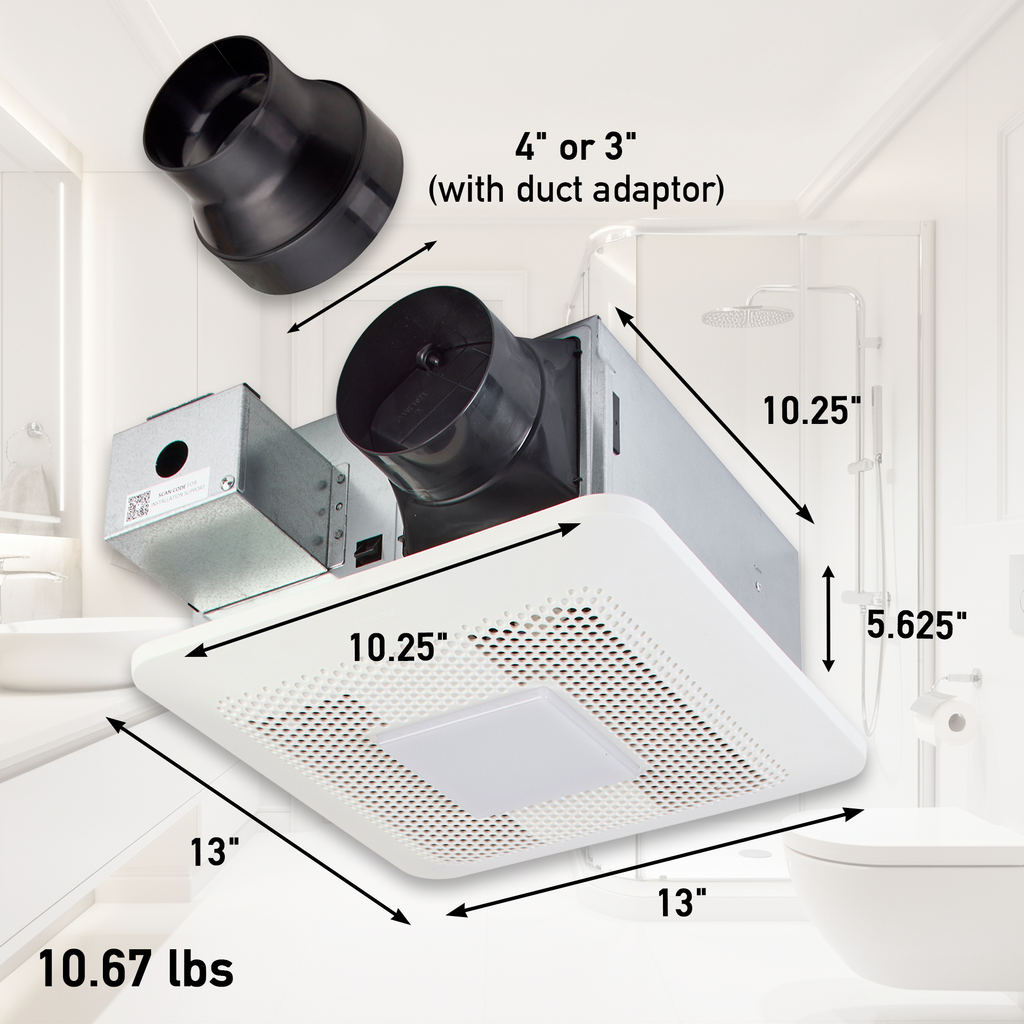 PANASONIC FV-0511VFBL1 WhisperFit DC Fan/Light - Bluetooth Speakers, 50-80-110 CFM