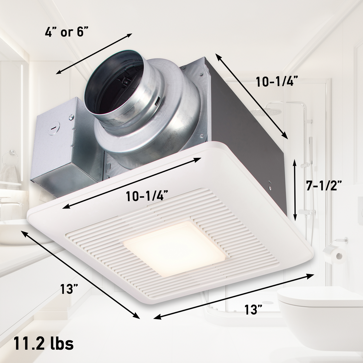 PANASONIC FV-0511VQL1 Fan/LED light with ECM Motor and Pick-A-Flow 50, 80