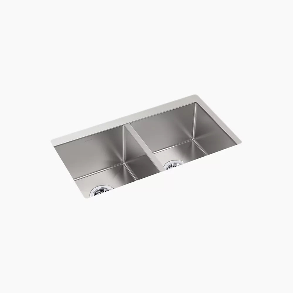 KOHLER K-33154-NA Strive 29-1/2 in. Undermount Double-Bowl Kitchen Sink, Stainless Steel