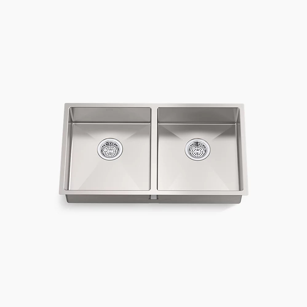 KOHLER K-33160-NA Strive 32 in. Undermount Duble-Bowl Kitchen Sink, Stainless Steel