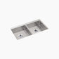 KOHLER K-33155-NA Strive 29-1/2 in. Undermount Double-Bowl Kitchen Sink, Stainless Steel