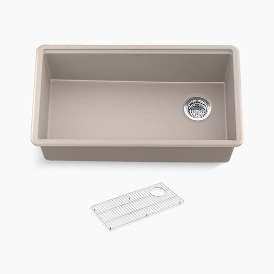 KOHLER K-33710-CM3 Billings 32-1/2 in. Undermount Single-Bowl Kitchen Sink In Matte Taupe