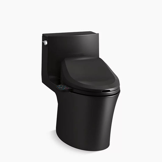 KOHLER K-1381-HC-7 Veil Hidden Cord One-Piece Elongated Toilet With Skirted Trapway Dual-Flush In Black Black