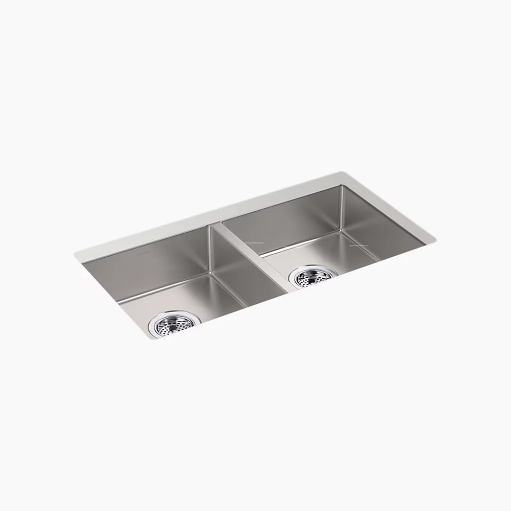 KOHLER K-33155-NA Strive 29-1/2 in. Undermount Double-Bowl Kitchen Sink, Stainless Steel