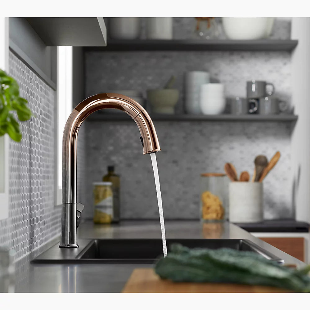 KOHLER K-72218-WB-BL Matte Black Sensate Touchless pull-down kitchen sink faucet with KOHLER Konnect and two-function sprayhead