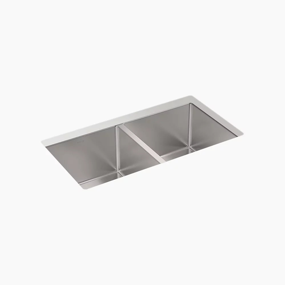 KOHLER K-33154-NA Strive 29-1/2 in. Undermount Double-Bowl Kitchen Sink, Stainless Steel