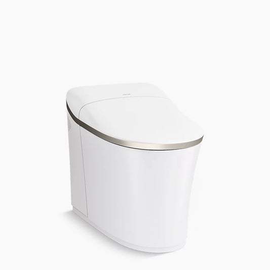 KOHLER K-77795-0BN Eir One-Piece Elongated Smart Toilet Dual-Flush In White Brushed Nickel