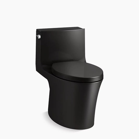 KOHLER K-1381-7 Veil One-Piece Elongated Toilet With Skirted Trapway Dual-Flush In Black Black