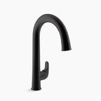 KOHLER K-72218-WB-BL Matte Black Sensate Touchless pull-down kitchen sink faucet with KOHLER Konnect and two-function sprayhead
