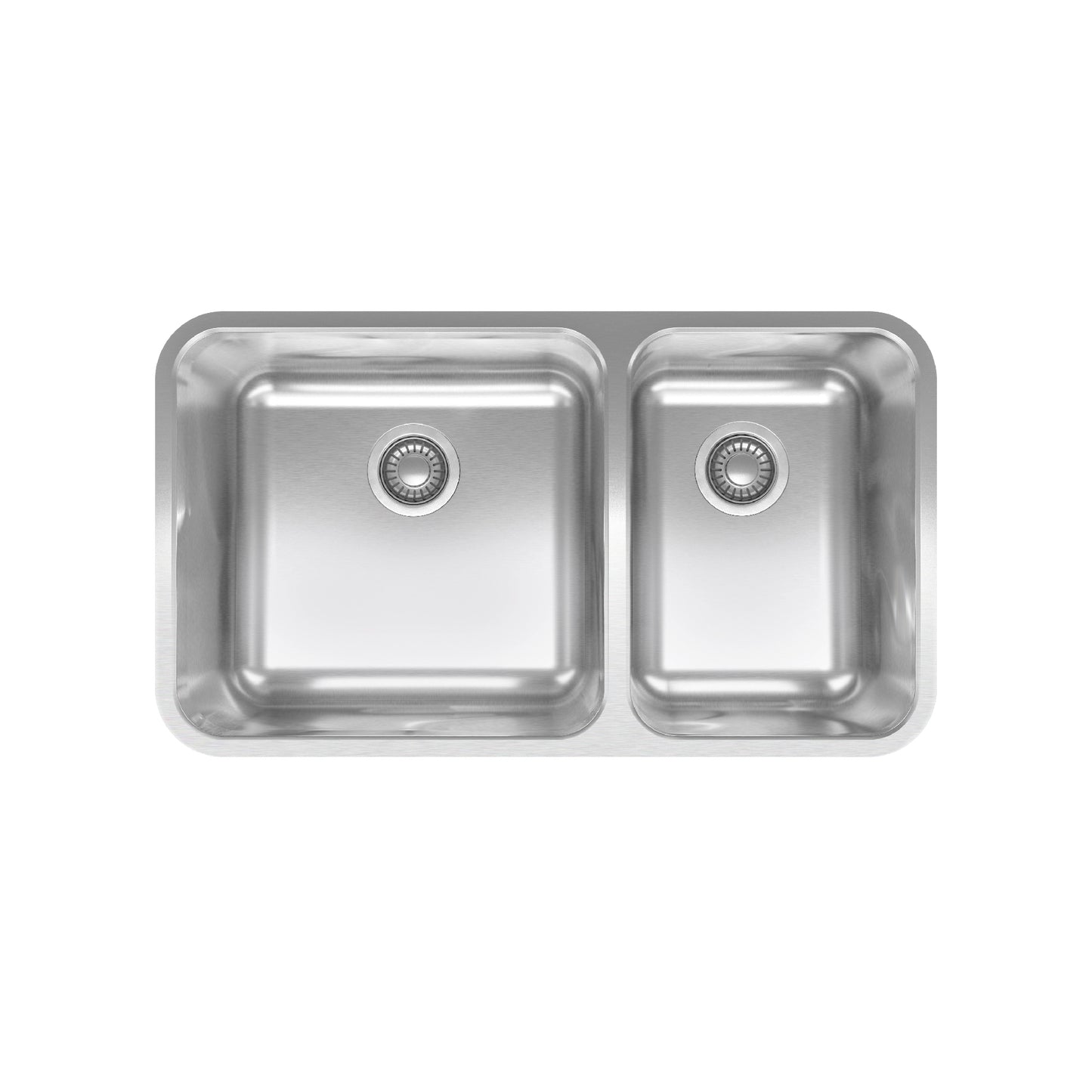 FRANKE GDX16031RH Grande 32.88-in. x 18.7-in. 18 Gauge Stainless Steel Undermount Double Bowl Kitchen Sink - GDX16031RH In Silk