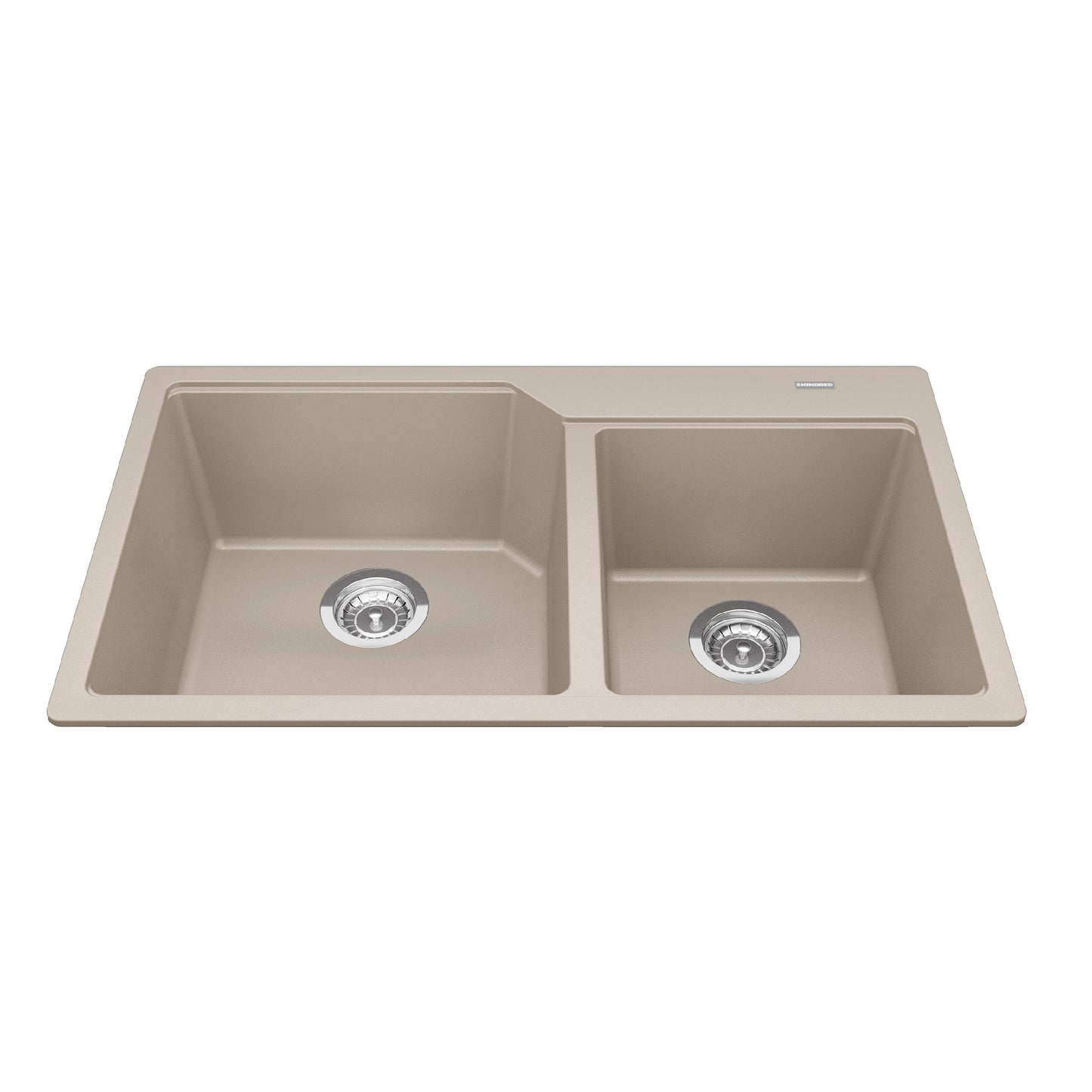 KINDRED MGCM2034-9CHAN Granite Series 33.88-in LR x 19.69-in FB x 9.06-in DP Drop In Double Bowl Granite Kitchen Sink In Champagne