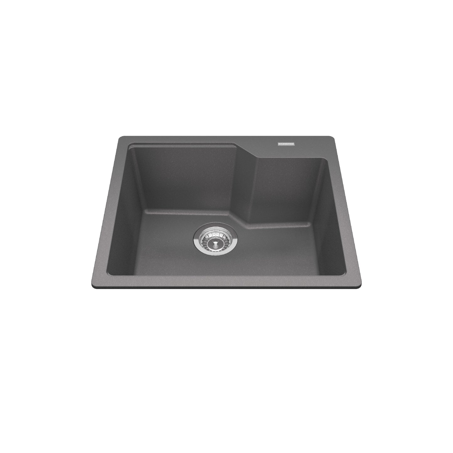 KINDRED MGSM2022-9SGN Granite Series 22.06-in LR x 19.69-in FB x 9.06-in DP Drop In Single Bowl Granite Kitchen Sink In Stone Grey