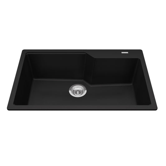 KINDRED MGSM2031-9MBKN Granite Series 30.7-in LR x 19.69-in FB x 9.06-in DP Drop In Single Bowl Granite Kitchen Sink In Matte Black