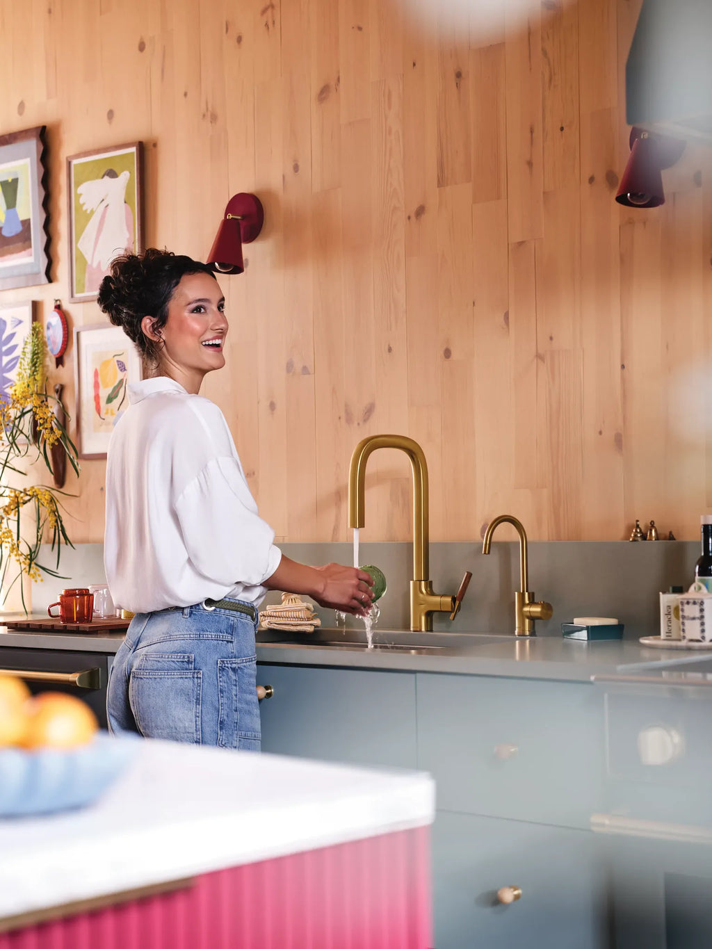 MOEN S74001BG Tenon One-Handle High Arc Pulldown Kitchen Faucet - Brushed Gold