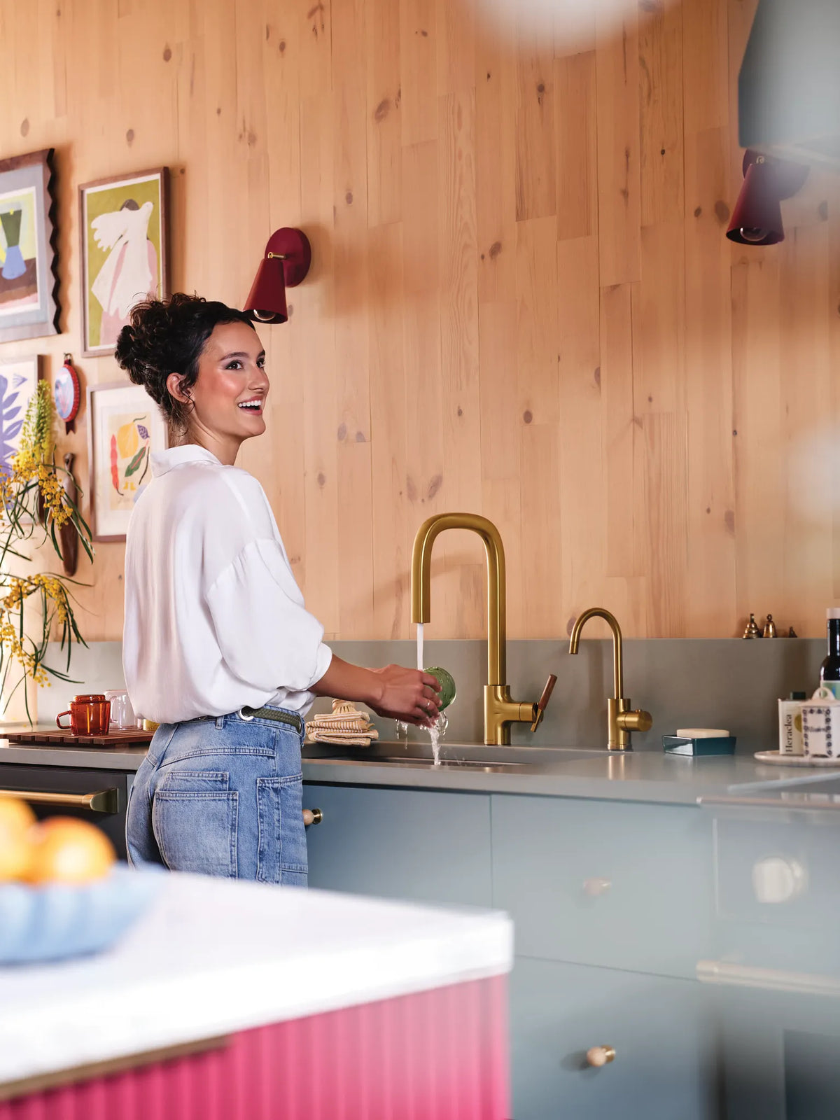 MOEN S74001BG Tenon One-Handle High Arc Pulldown Kitchen Faucet - Brushed Gold