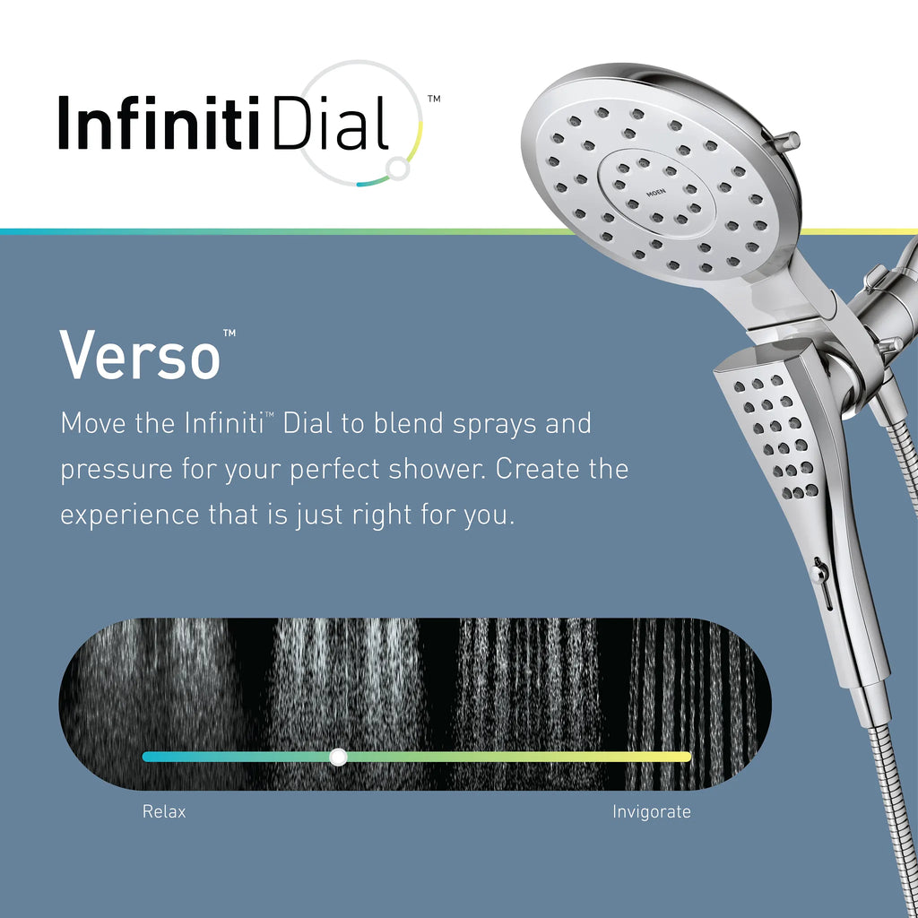 MOEN 220C3BL Verso Combination Shower with Infiniti Dial - Matte Black