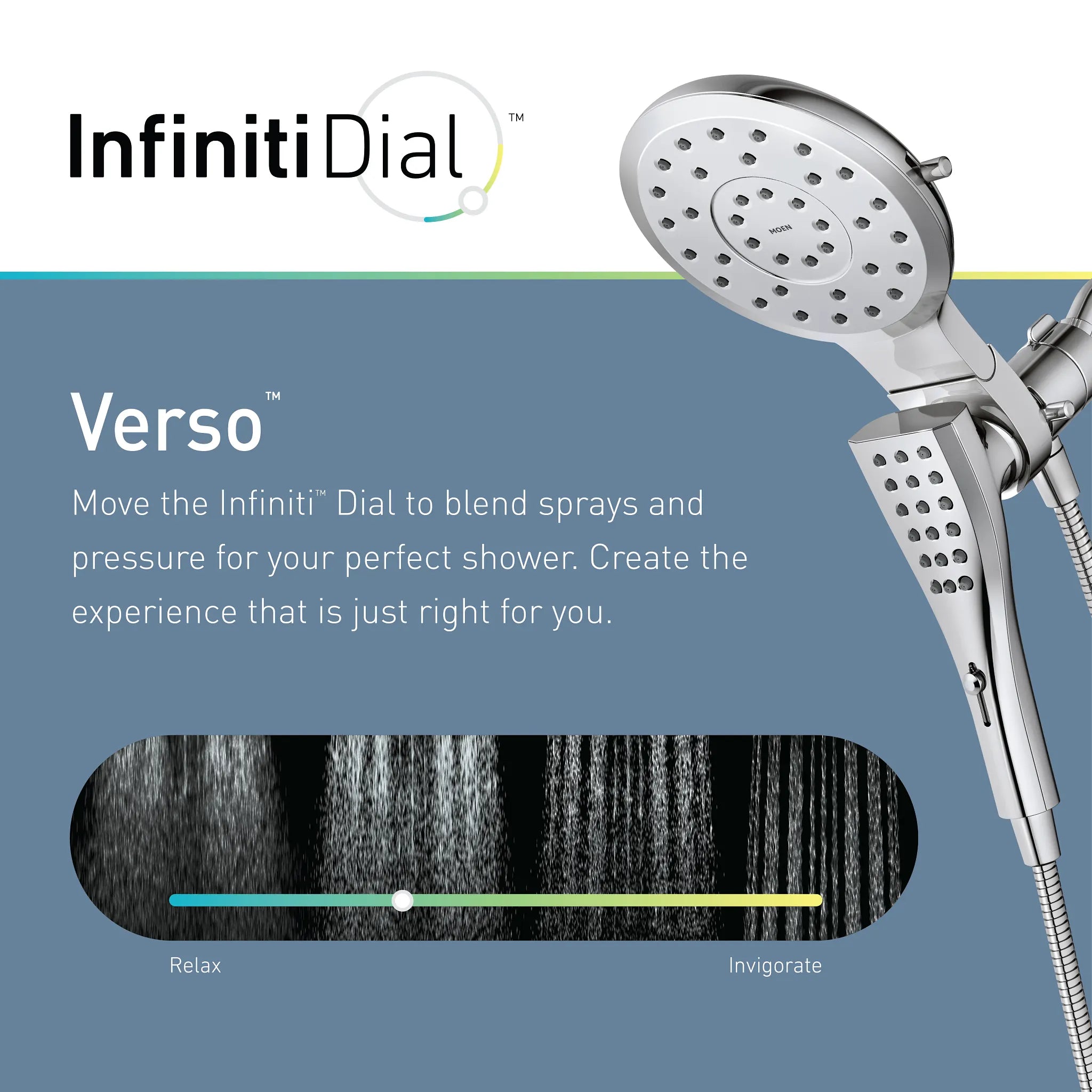MOEN 220C3BL Verso Combination Shower with Infiniti Dial - Matte Black