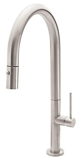California Faucets K50-100-ST-PN Poetto 1.8 GPM Single Hole Pull Down Kitchen Faucet with ST Series Handle and High Arc Spout in Polished Nickel