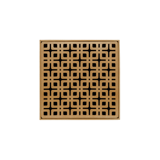 INFINITY DRAIN K 5 PB KD 5 5" x 5" Strainer with Link Pattern Decorative Plate and 2" Throat in Polished Brass for KD 5