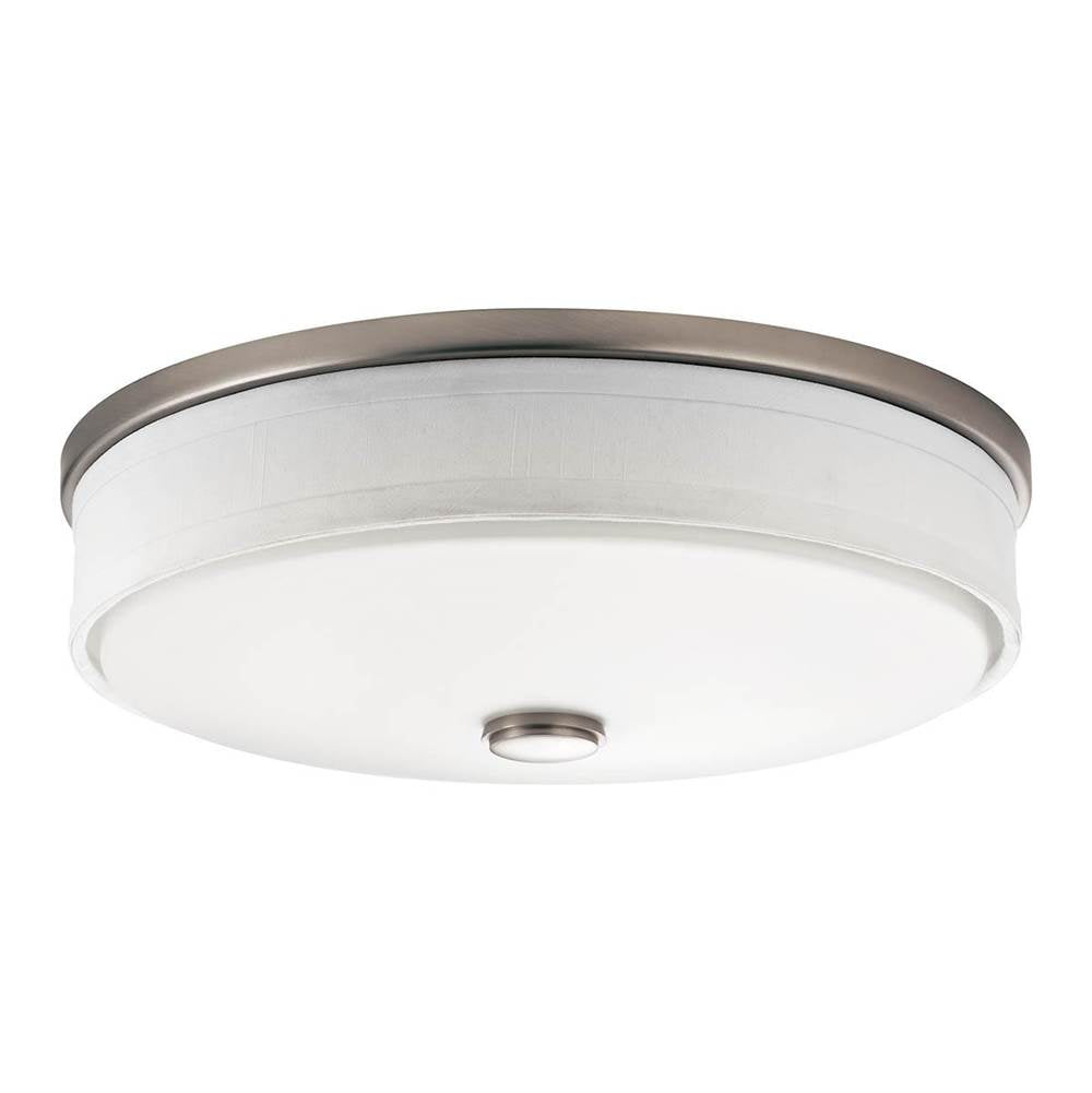 KICHLER 10885NILED Ceiling Space 13" LED Flush Mount with Linen Shade and White Acrylic Diffuser in Brushed Nickel