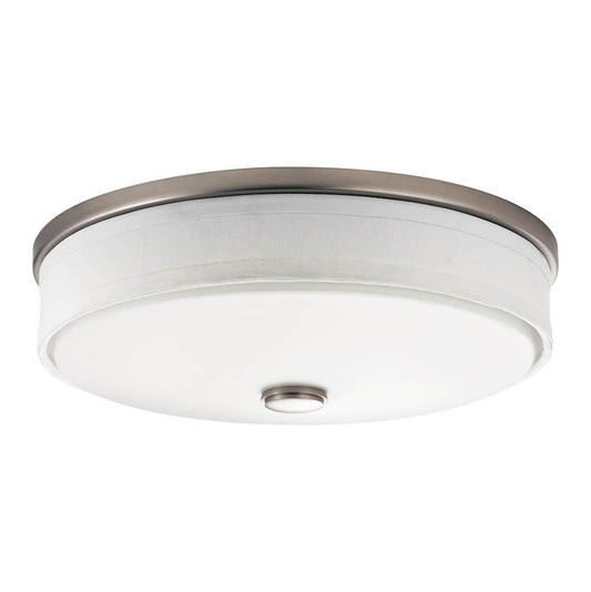 KICHLER 10885NILED Ceiling Space 13" LED Flush Mount with Linen Shade and White Acrylic Diffuser in Brushed Nickel