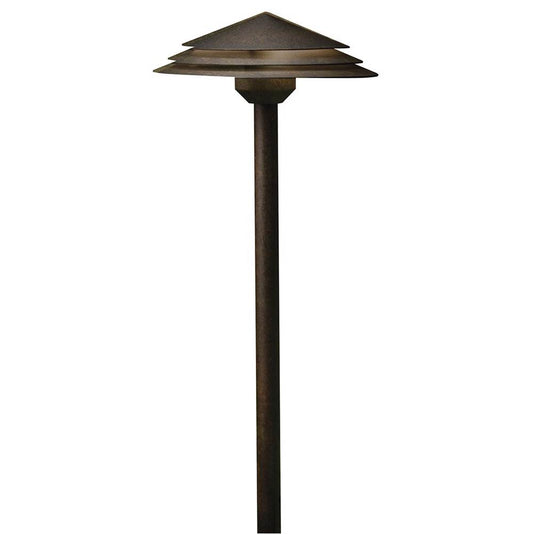 KICHLER 16124AGZ30 Round Tiered 3000K LED Path Light Aged Bronze