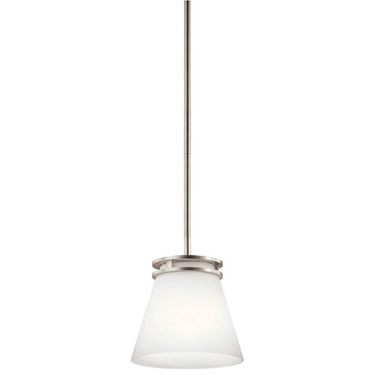 KICHLER 1687NI Hendrik 8.75" 1 Light Mini Pendant with Satin Etched Cased Opal Glass Brushed Nickel