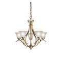 KICHLER 2020AB Dover 23" 5 Light Chandelier with Alabaster Swirl Glass in Antique Brass