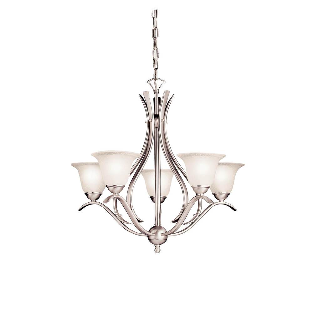 KICHLER 2020NI Dover 23" 5 Light Chandelier with Etched Seeded Glass in Brushed Nickel