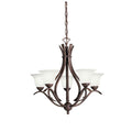 KICHLER 2020TZ Dover 23" 5 Light Chandelier with Alabaster Swirl Glass in Tannery Bronze