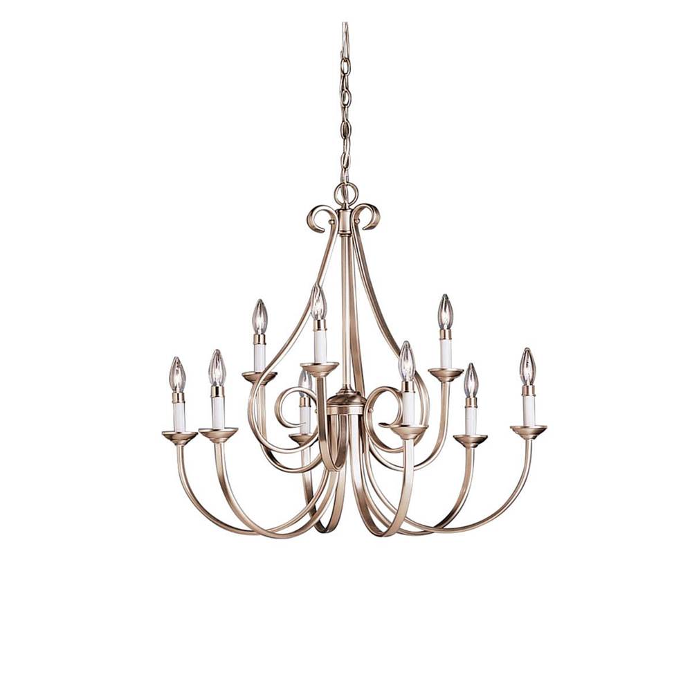 KICHLER 2031NI Dover 29" 9 Light 2 Tier Chandelier in Brushed Nickel