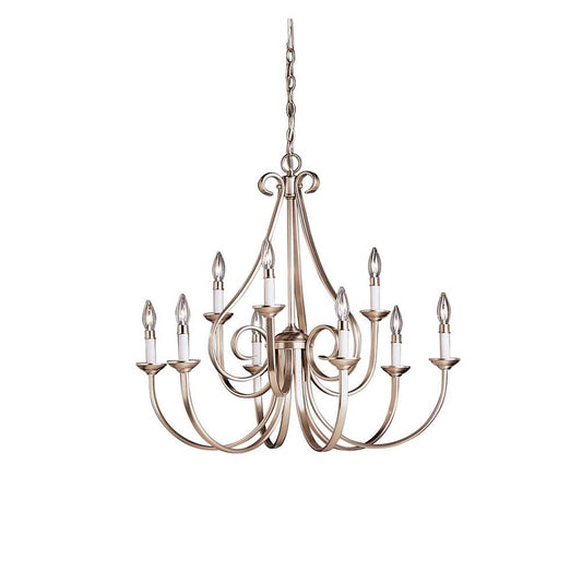 KICHLER 2031NI Dover 29" 9 Light 2 Tier Chandelier in Brushed Nickel